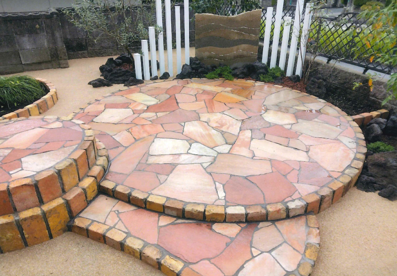 溝口造園・庭・アプローチ・石畳・敷石・おしゃれ・洋風,和モダン