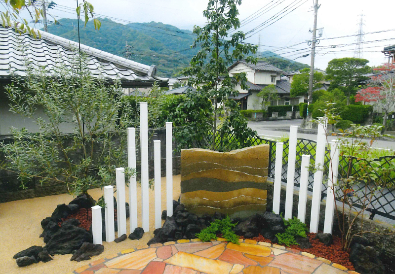 溝口造園・庭・アプローチ・石畳・敷石・おしゃれ・洋風,和モダン