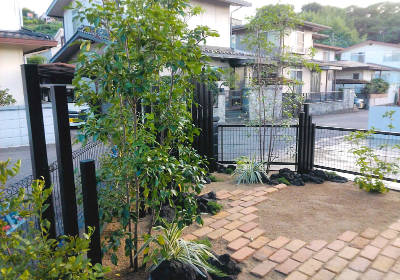 溝口造園・庭・アプローチ・石畳・敷石・おしゃれ・洋風,和モダン